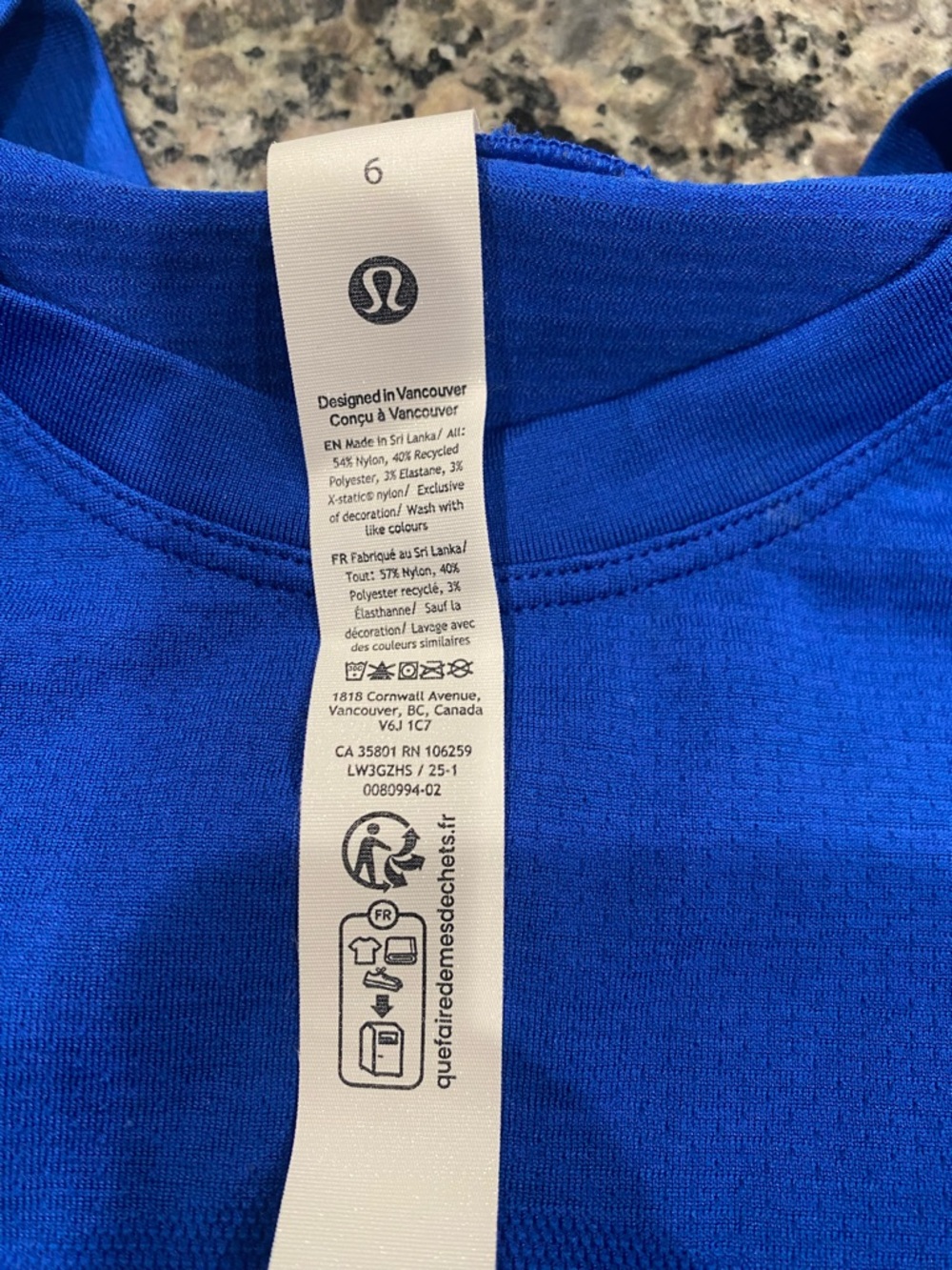 lululemon athletica Royal Blue Crop Top Size 6